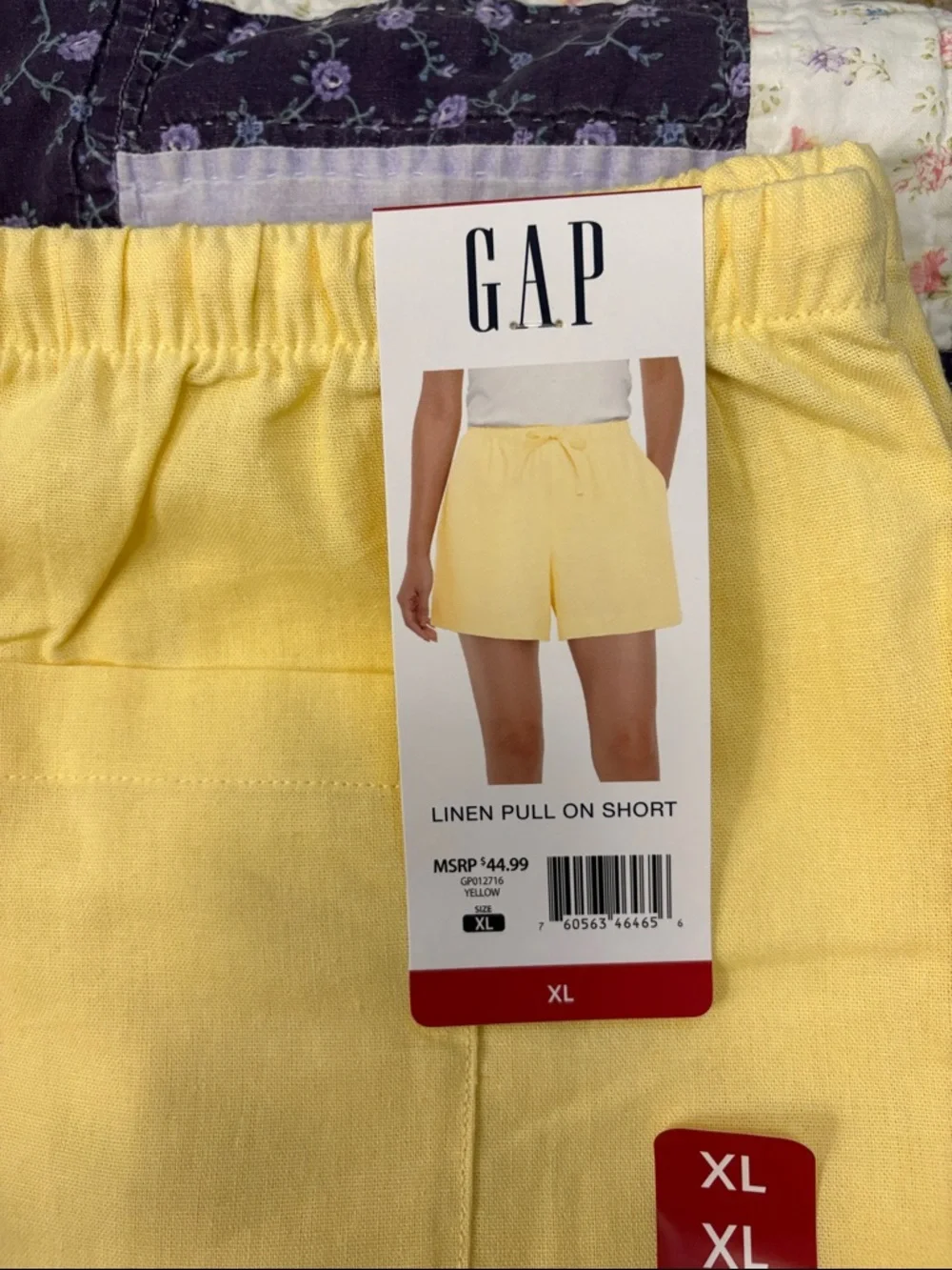 GAP Yellow High-Waist Linen Pull-On Shorts - Picture 1 of 3